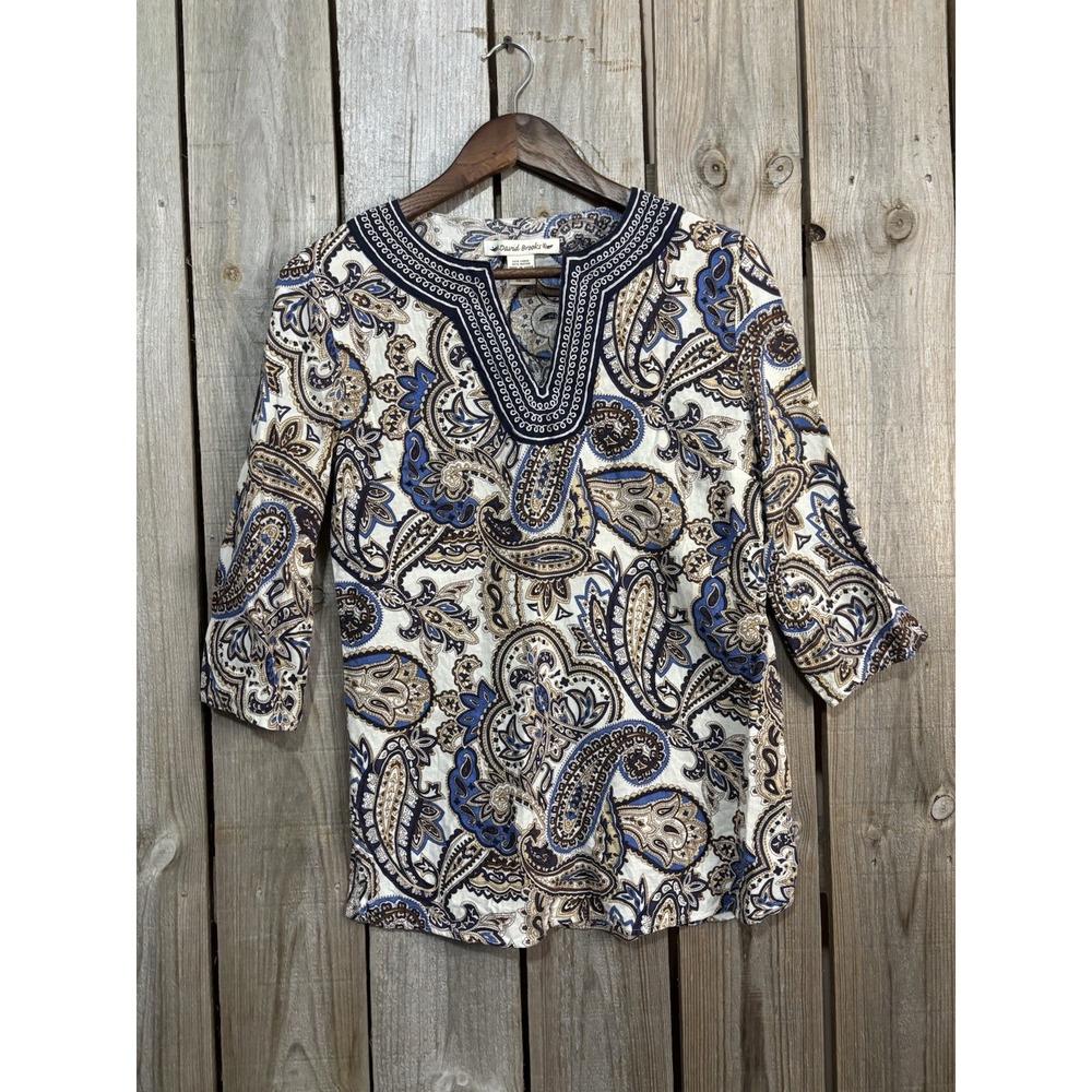 David Brooks‎ Women's Paisley Boho Linen Blouse – Size Medium